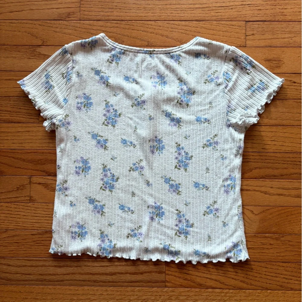 Justice Girls Floral Ribbed Top